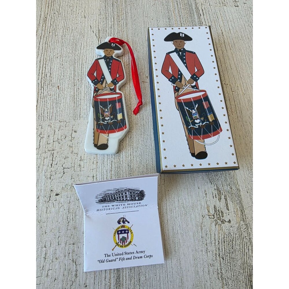 White House Old guard drums porcelain ornament RARE drummer Xmas tree unique Ame